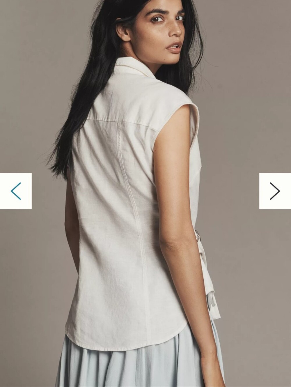 Anthropologie Pilcro Belted Wrap Linen Cotton Blouse Sz M White - Picture 3 of 10